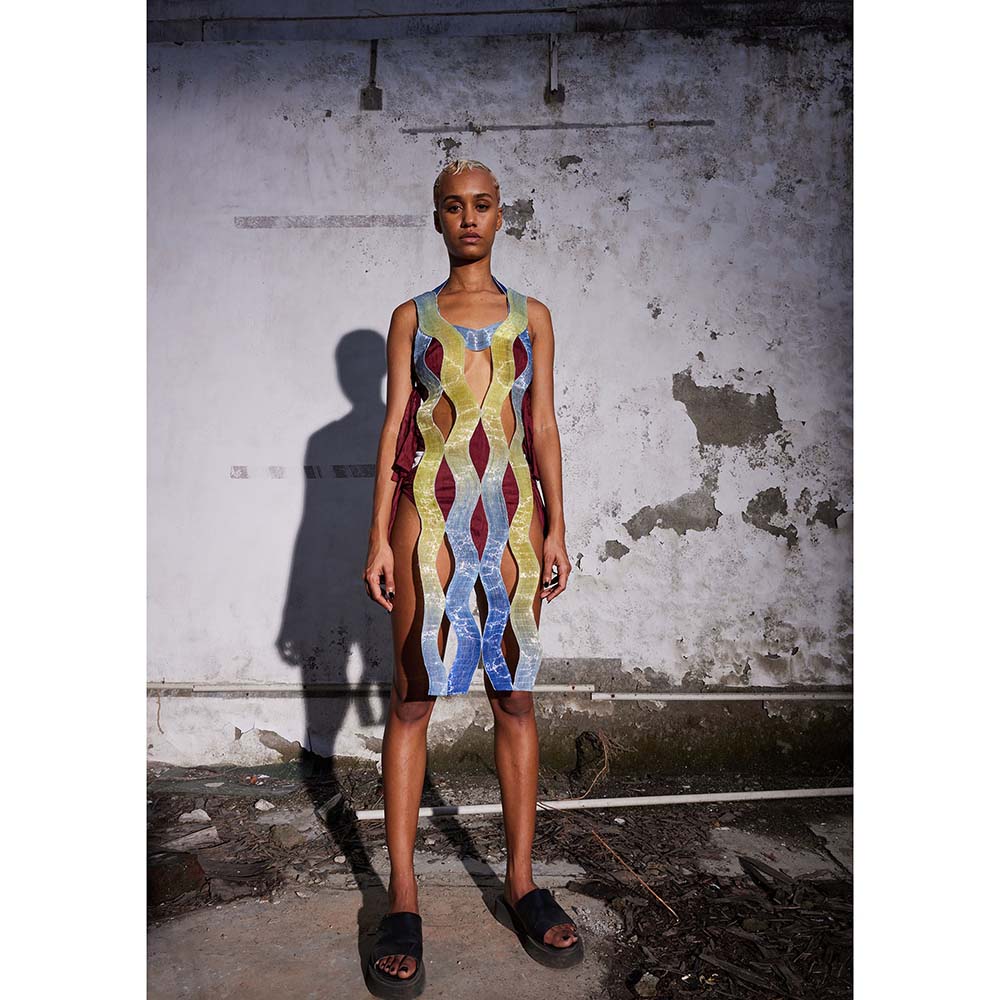 AKHL Multi-Colour Glass Wave Strap Dress