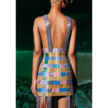 AKHL Multi-Colour Woven Glass Dress