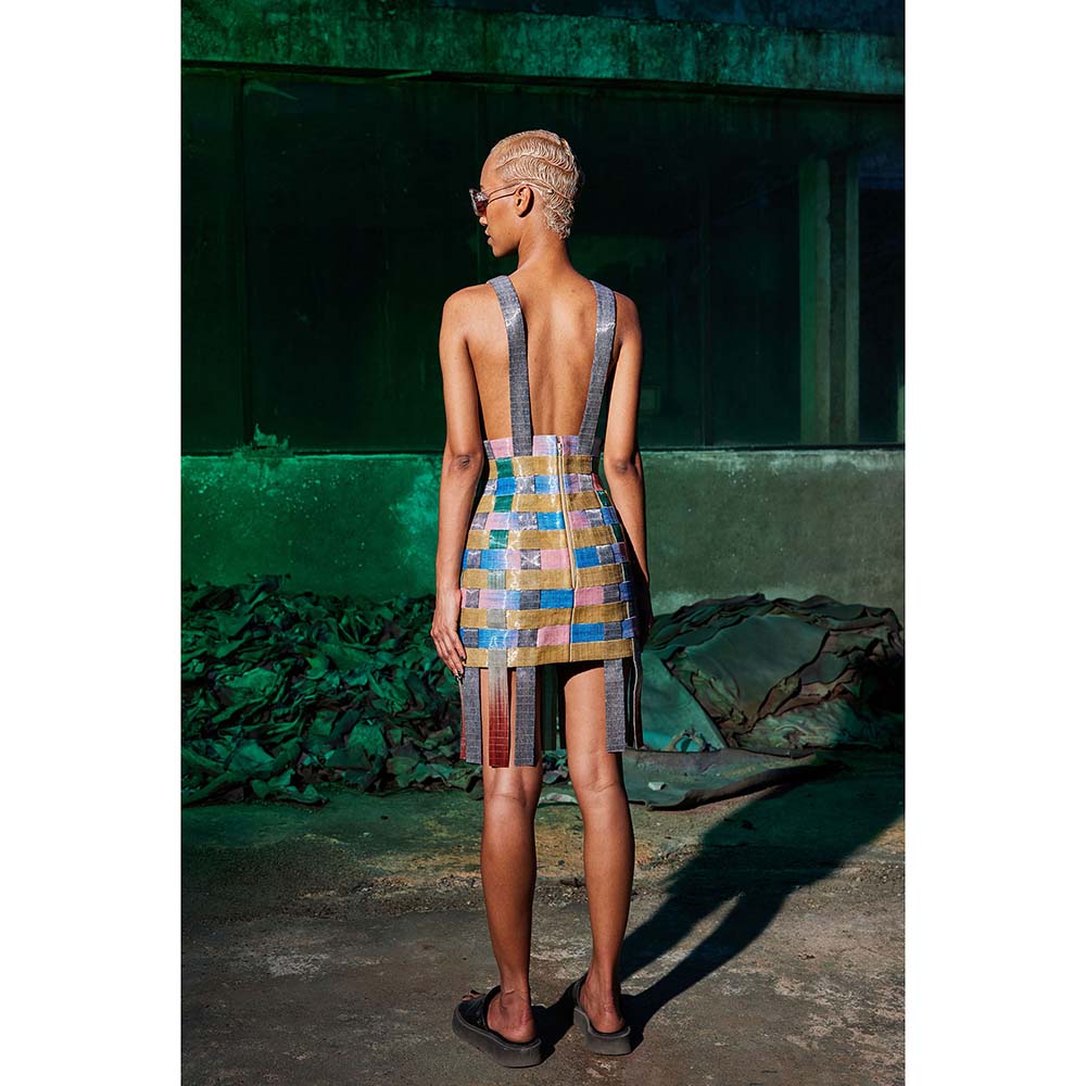 AKHL Multi-Colour Woven Glass Dress