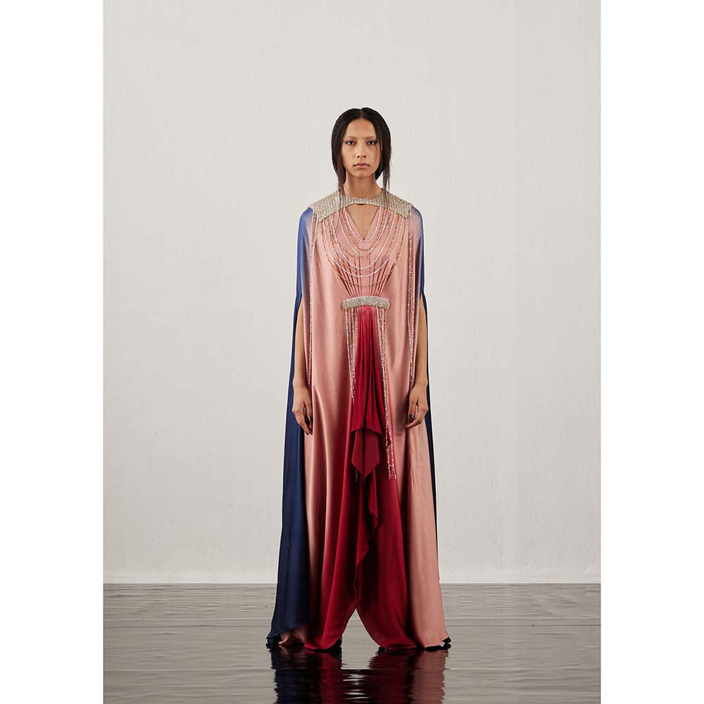 AKHL Pink Gradient Sequins Kaftan Dress