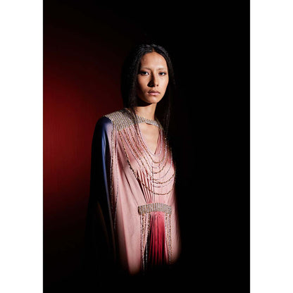 AKHL Pink Gradient Sequins Kaftan Dress