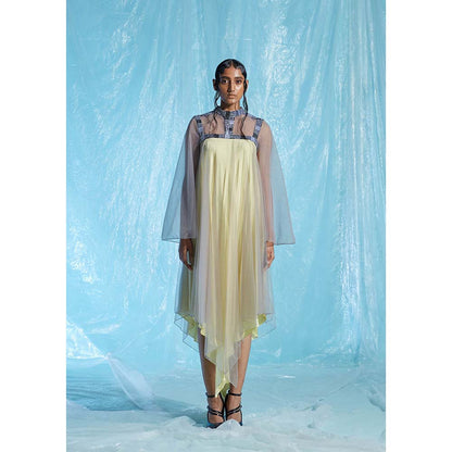 AKHL Yellow Bias Satin Tulle Dress
