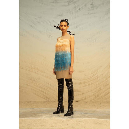 AKHL Multi-Colour Fringed Glass Dress