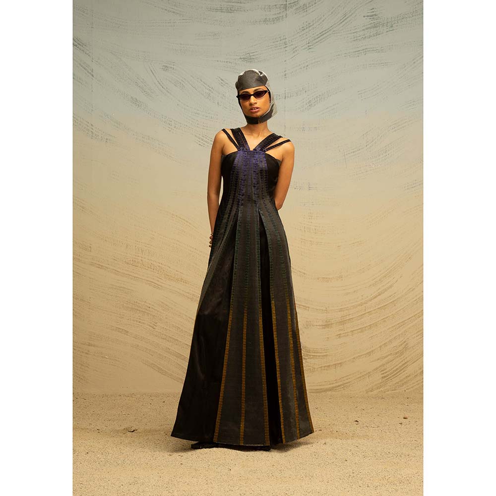 AKHL Black Triangular Panelled Dress