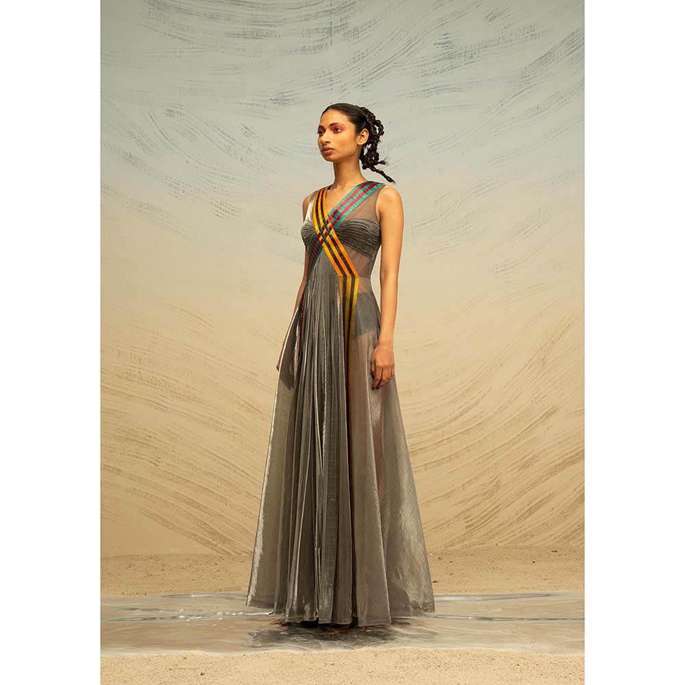 AKHL Grey Gathered Tulle Dress