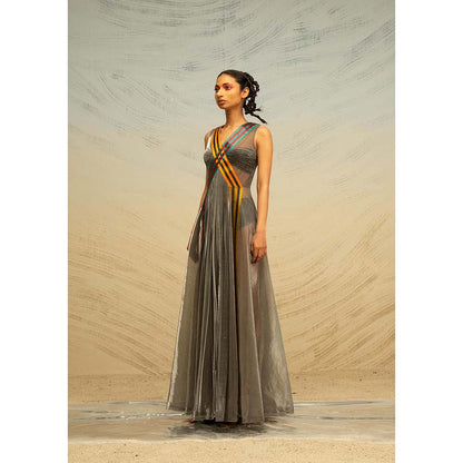 AKHL Grey Gathered Tulle Dress