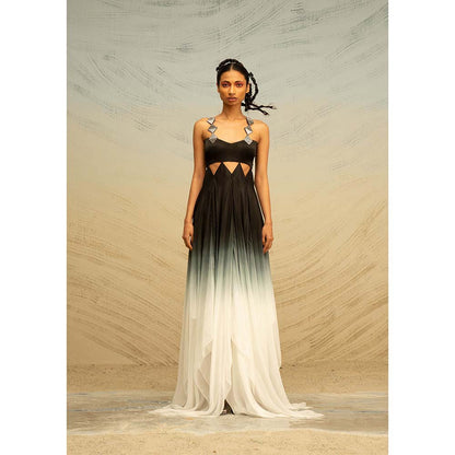 AKHL Black Diamond Sequins Straps Gradient Dress