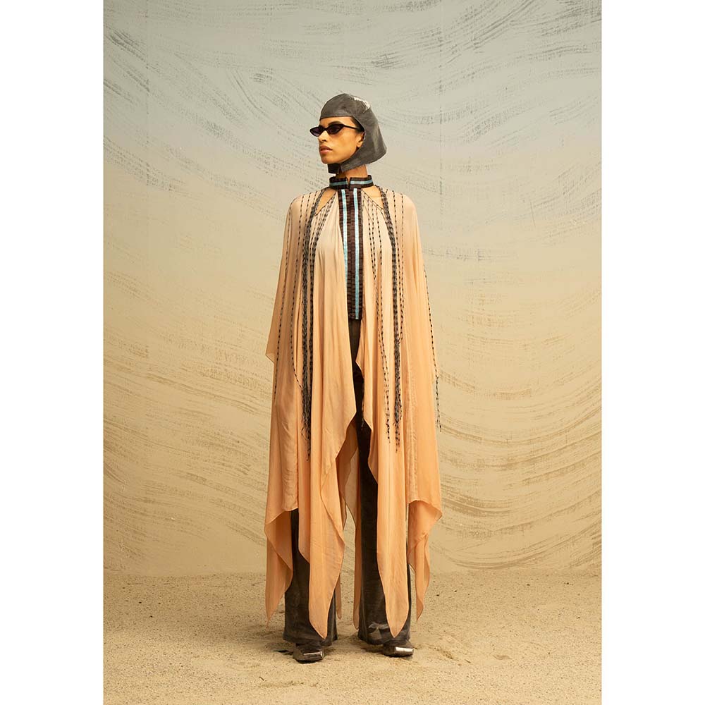 AKHL Peach Fall Panelled Glass Cape