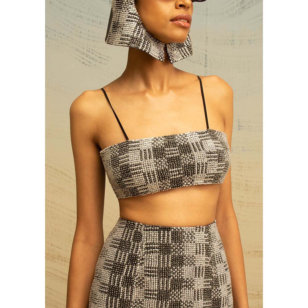AKHL Black Angular Leather Bustier