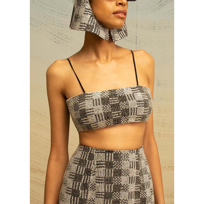 AKHL Black Angular Leather Bustier