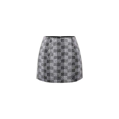 AKHL Black Patterned Sequins Hand Embroidered Mini Skirt