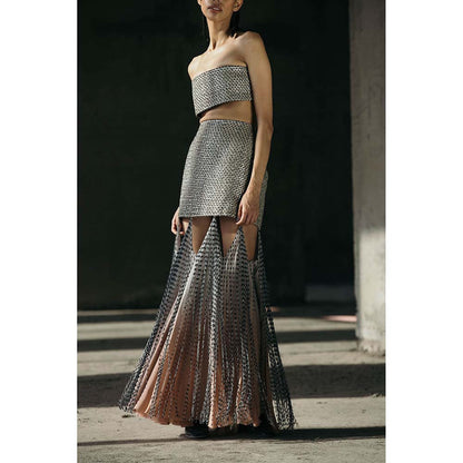 AKHL Grey Handwoven Structured Bustier