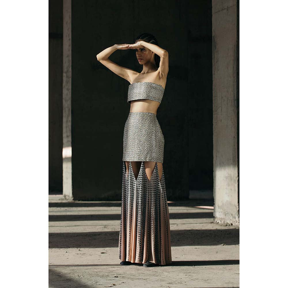 AKHL Grey Handwoven Structured Bustier