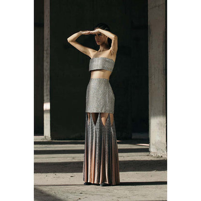 AKHL Grey Handwoven Structured Bustier
