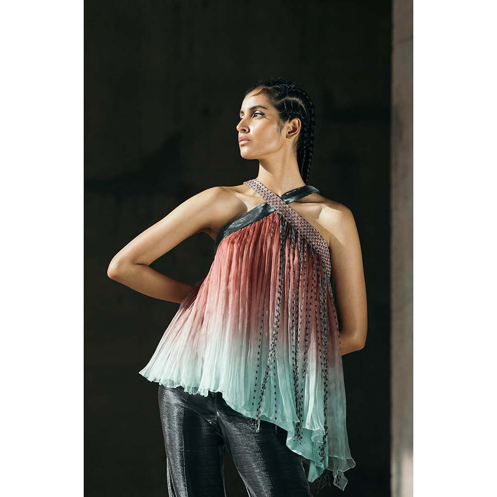 AKHL Multi-Colour Gathered Top