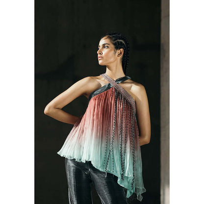AKHL Multi-Colour Gathered Top