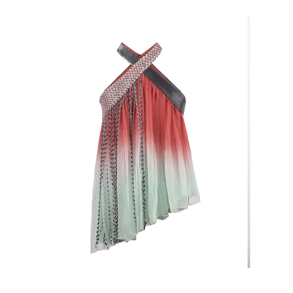 AKHL Multi-Colour Gathered Top