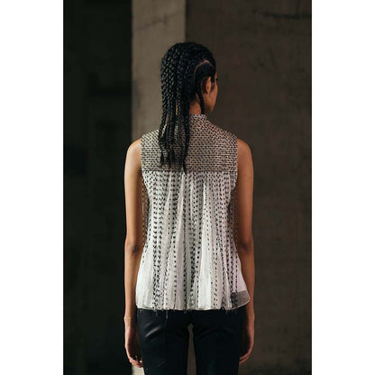 AKHL Grey Square Yoke Gathered Top