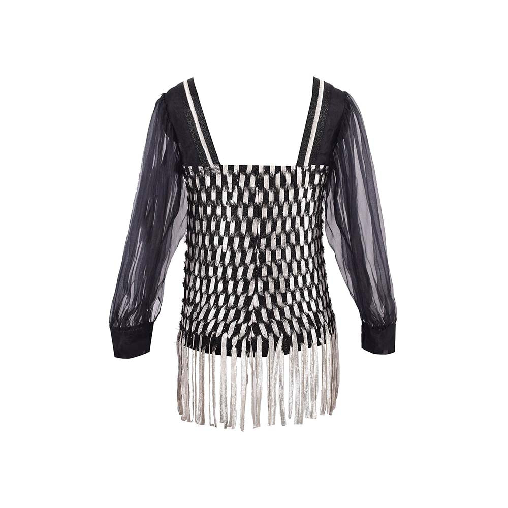 AKHL Black Interlaced Lurex Top