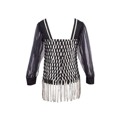 AKHL Black Interlaced Lurex Top