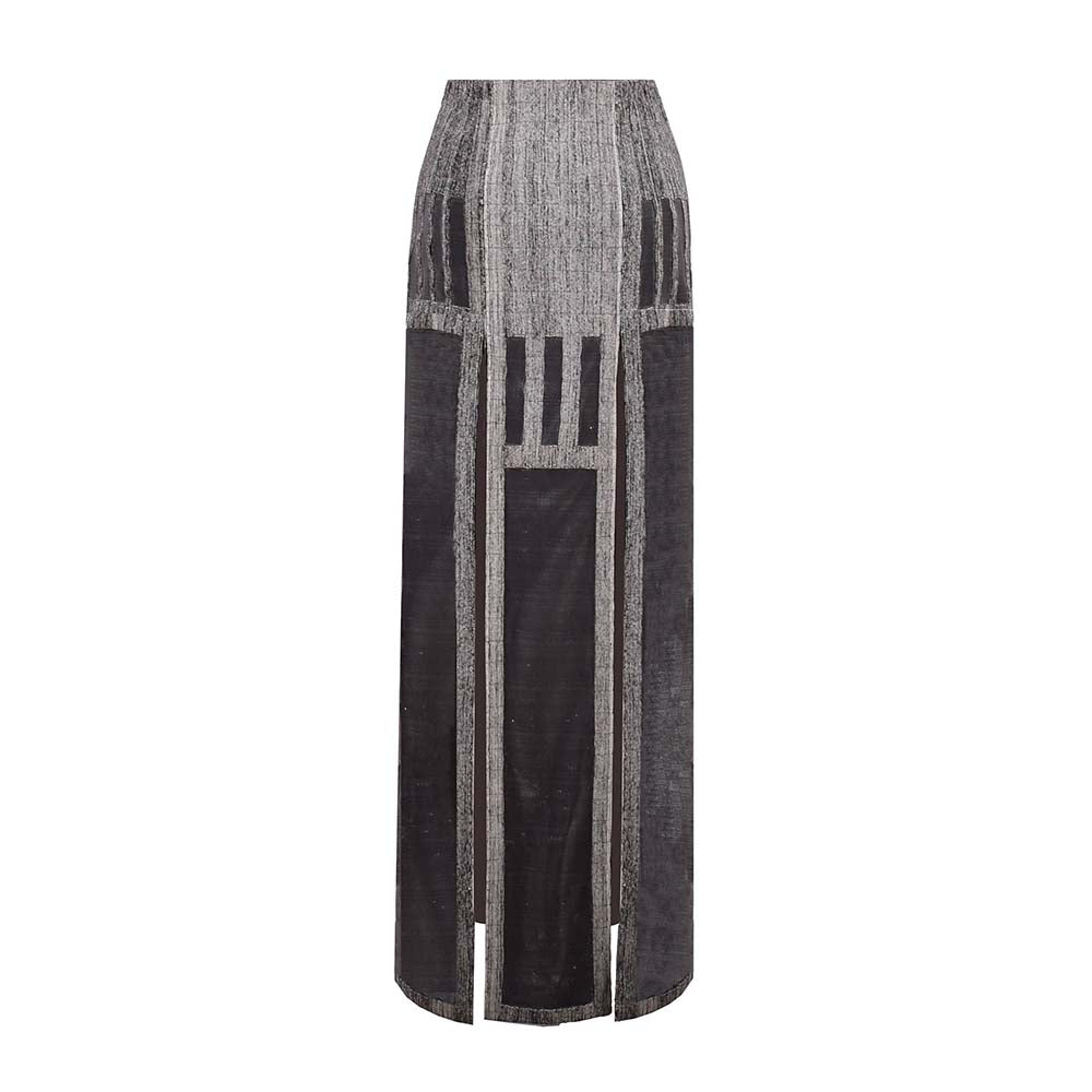 AKHL Grey Structured Leather Skirt