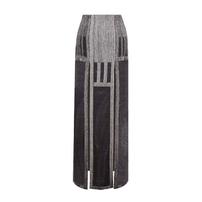 AKHL Grey Structured Leather Skirt