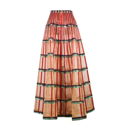 AKHL Rust Glass Embroidered Circular Skirt