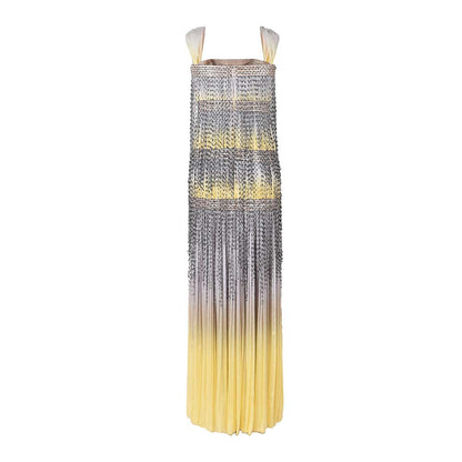 AKHL Yellow Gradient Chiffon Maxi Dress