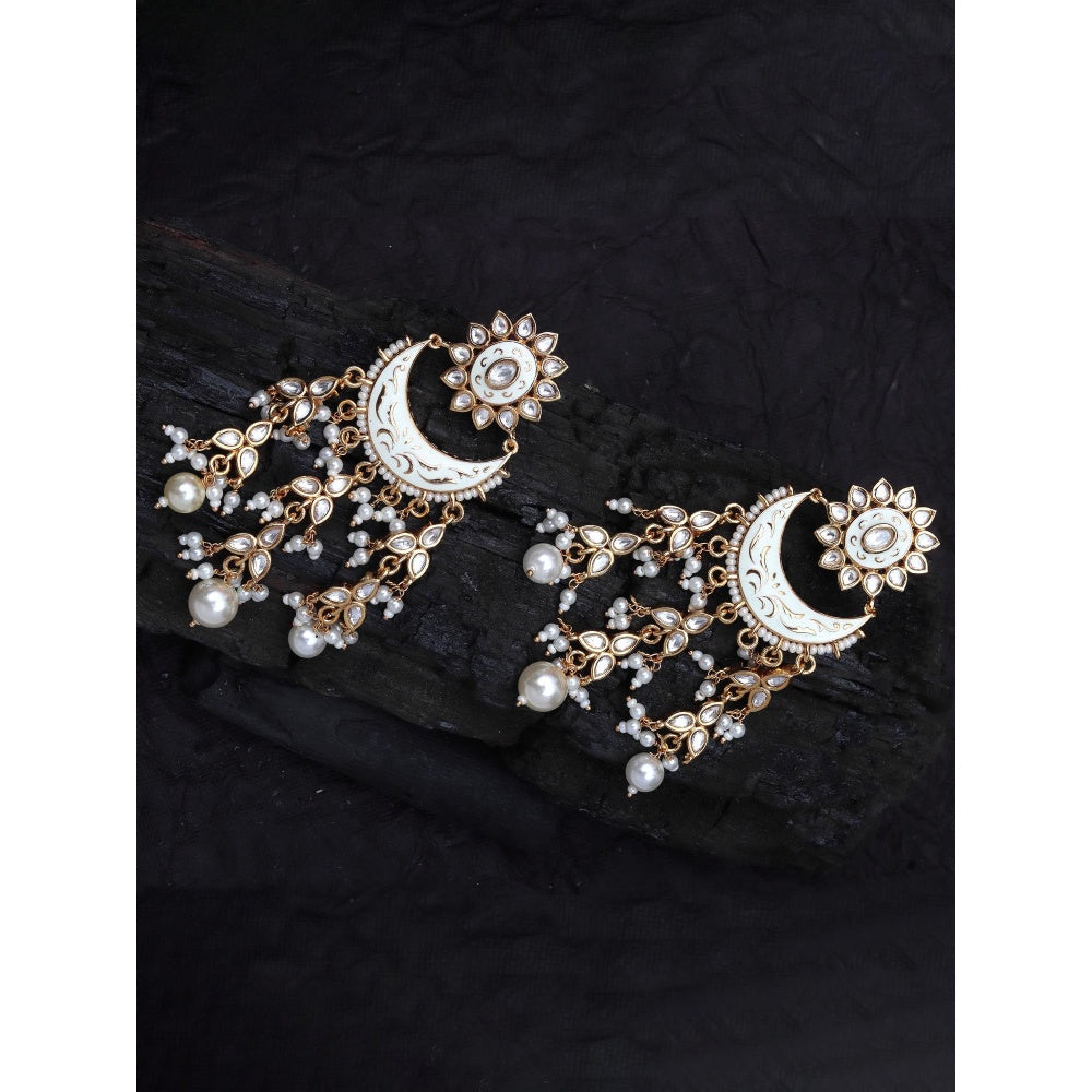 Akulya Jewels Gold Finish White Minakari Chaandalis