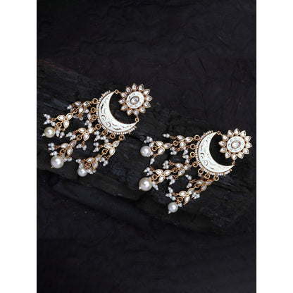 Akulya Jewels Gold Finish White Minakari Chaandalis