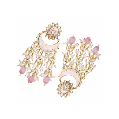 Akulya Jewels Gold Finish Pink Minakari Chaandalis