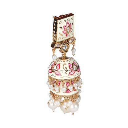 Akulya Jewels Off White Minakari Kundan Earrings