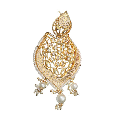 Akulya Jewels Gold Finished Brass Danglers with Antique Minakari and Kundan Work