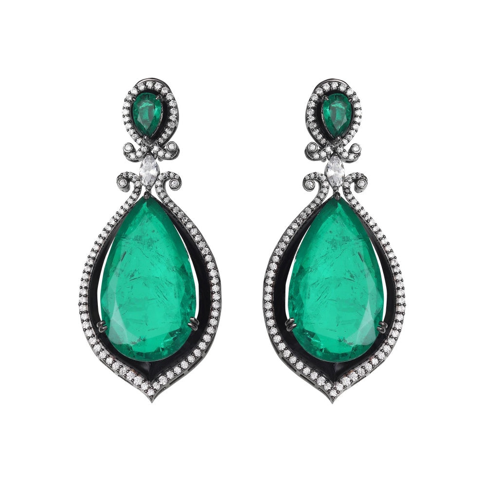 Akulya Jewels Emerald Green Doublet Danglers
