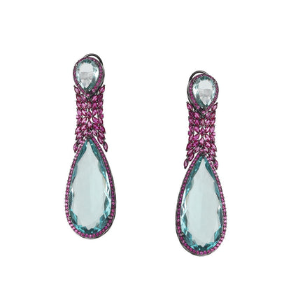 Akulya Jewels Aqua Marine Doublet Danglers with Pink Cubic Zirconia.