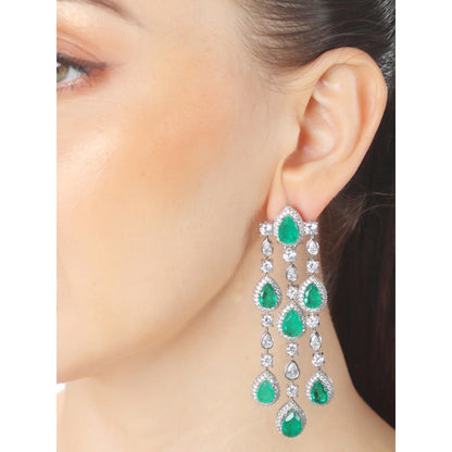 Akulya Jewels Emerald Green Doublet Danglers with Cubic Zirconia.