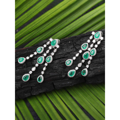 Akulya Jewels Emerald Green Doublet Danglers with Cubic Zirconia.