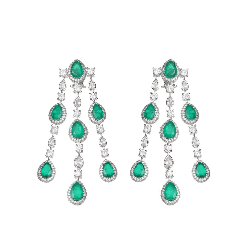 Akulya Jewels Emerald Green Doublet Danglers with Cubic Zirconia.