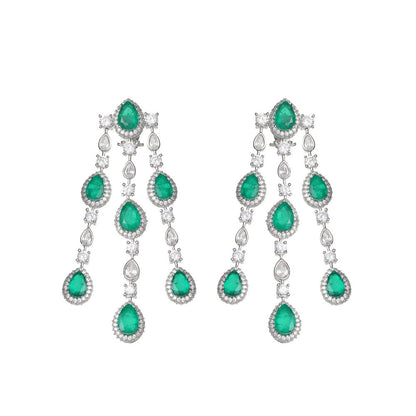 Akulya Jewels Emerald Green Doublet Danglers with Cubic Zirconia.
