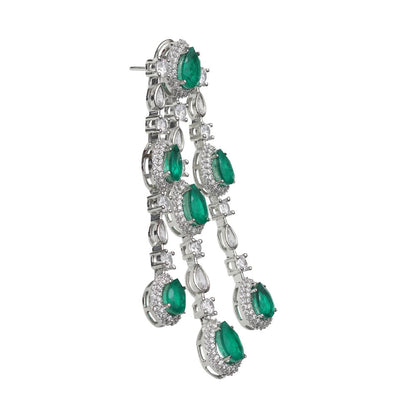 Akulya Jewels Emerald Green Doublet Danglers with Cubic Zirconia.