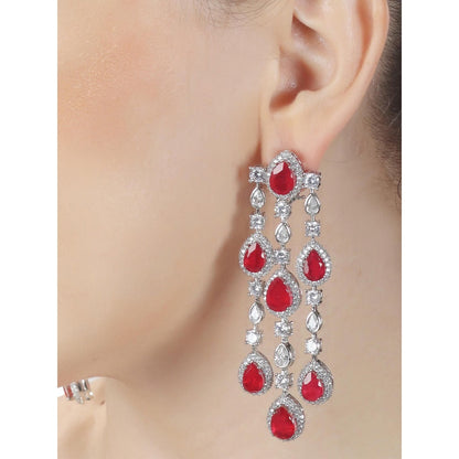 Akulya Jewels Red Doublet Danglers with Cubic Zirconia.