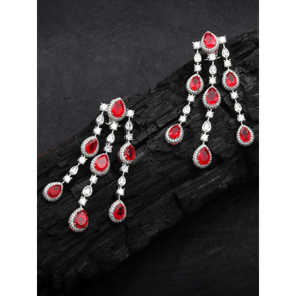 Akulya Jewels Red Doublet Danglers with Cubic Zirconia.