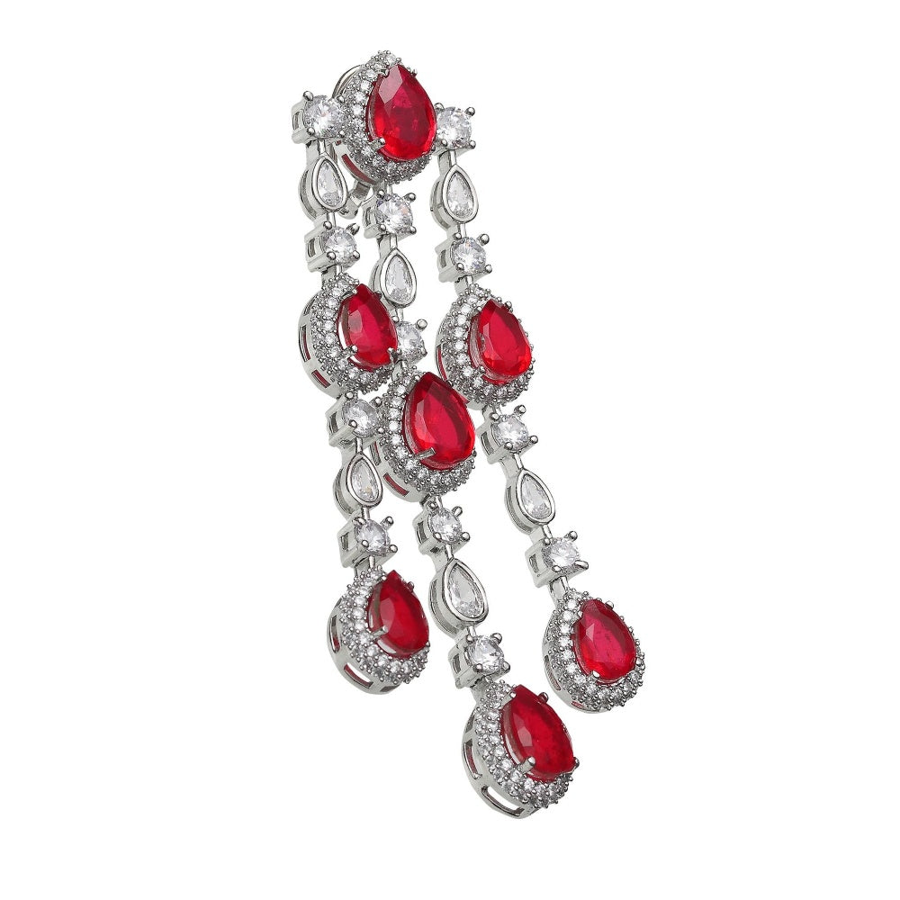 Akulya Jewels Red Doublet Danglers with Cubic Zirconia.