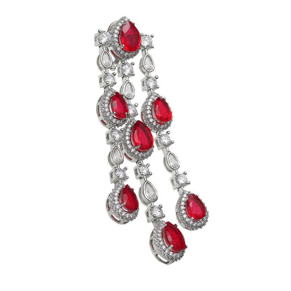 Akulya Jewels Red Doublet Danglers with Cubic Zirconia.