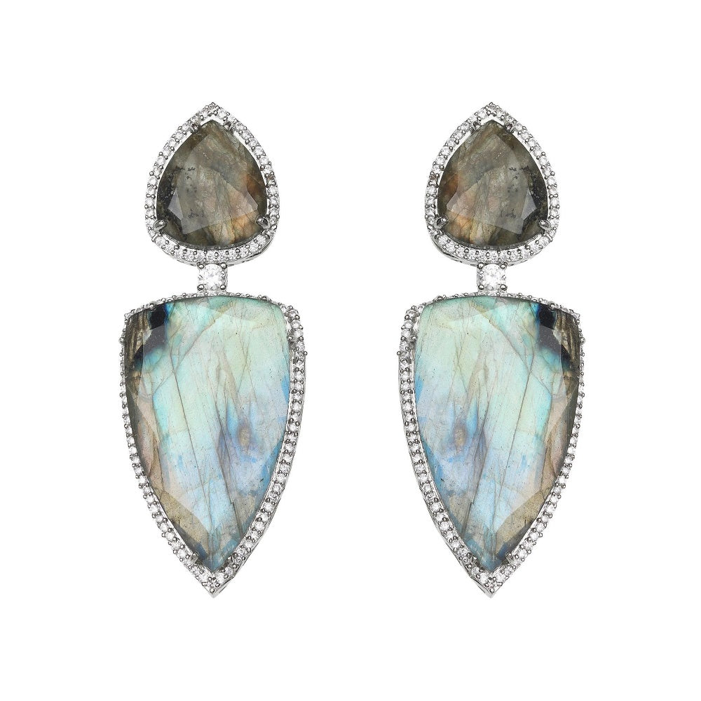 Akulya Jewels Aqua Blue Mother-of-Pearls Doublet Danglers with Cubic Zirconia