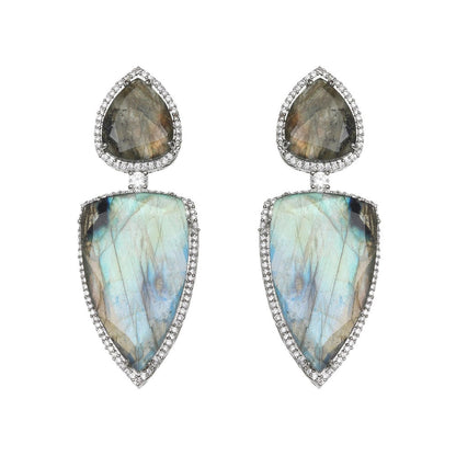 Akulya Jewels Aqua Blue Mother-of-Pearls Doublet Danglers with Cubic Zirconia