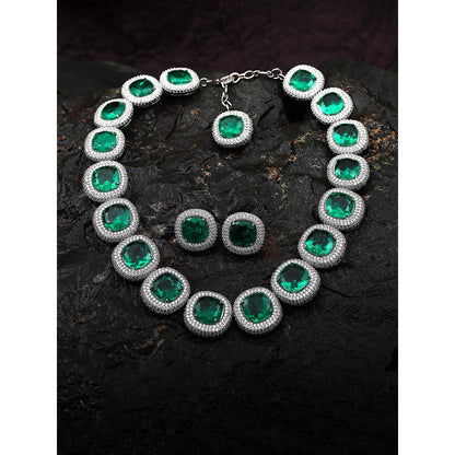 Akulya Jewels Pillow-Cut Emerald Green Doublet Necklace (Set of 2)