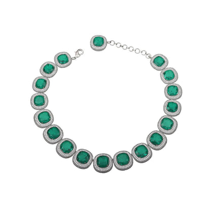 Akulya Jewels Pillow-Cut Emerald Green Doublet Necklace (Set of 2)