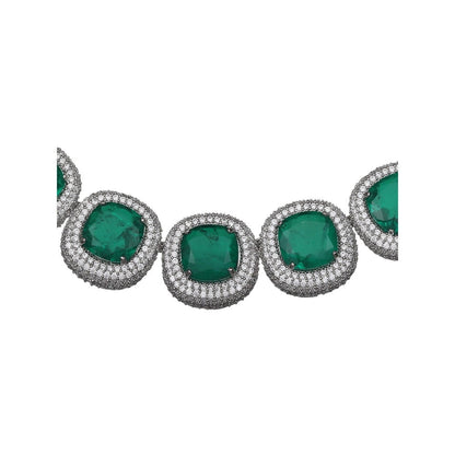 Akulya Jewels Pillow-Cut Emerald Green Doublet Necklace (Set of 2)