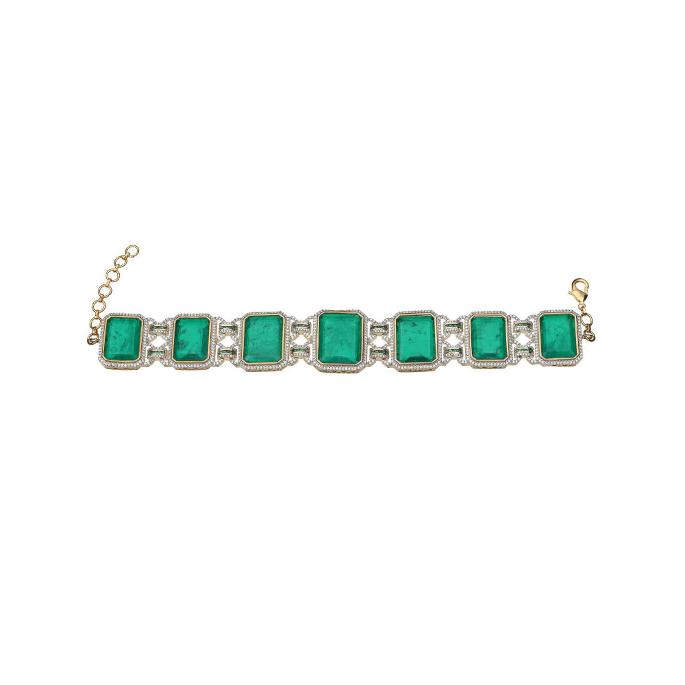 Akulya Jewels Emerald Green Doublet Choker (Set of 2)